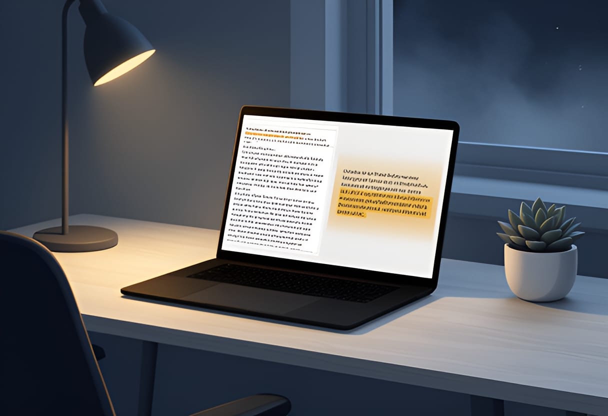 The influence highlighter shows which input phrases shaped the AI's summary.