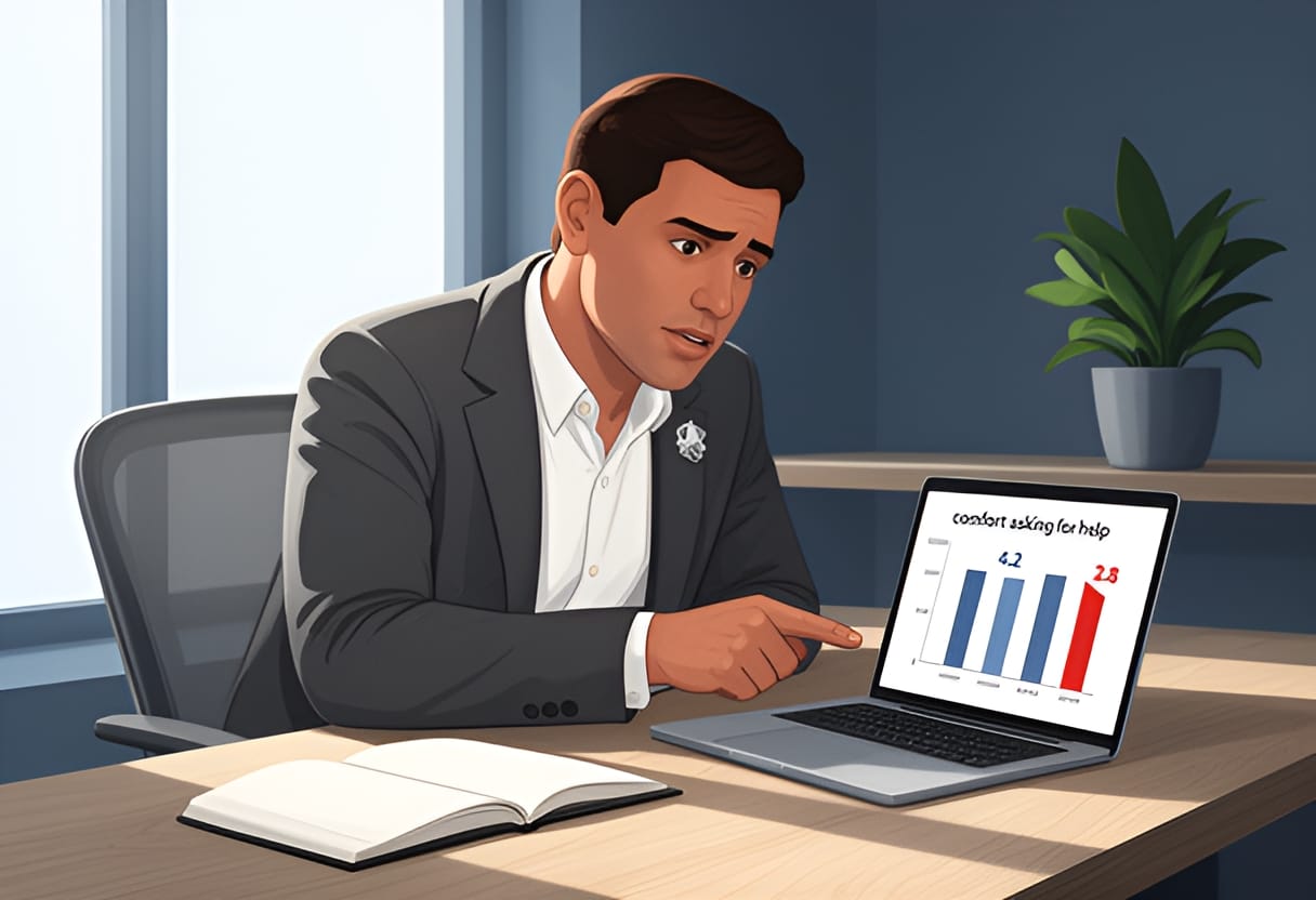 Alex reviews survey data showing a decline in team psychological safety.