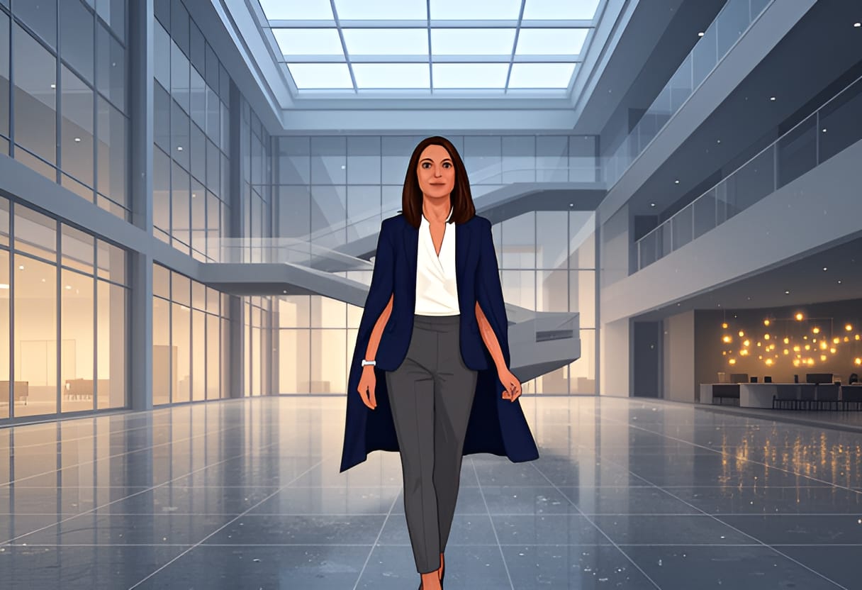 Elise walks toward the cafeteria, at peace with her path.