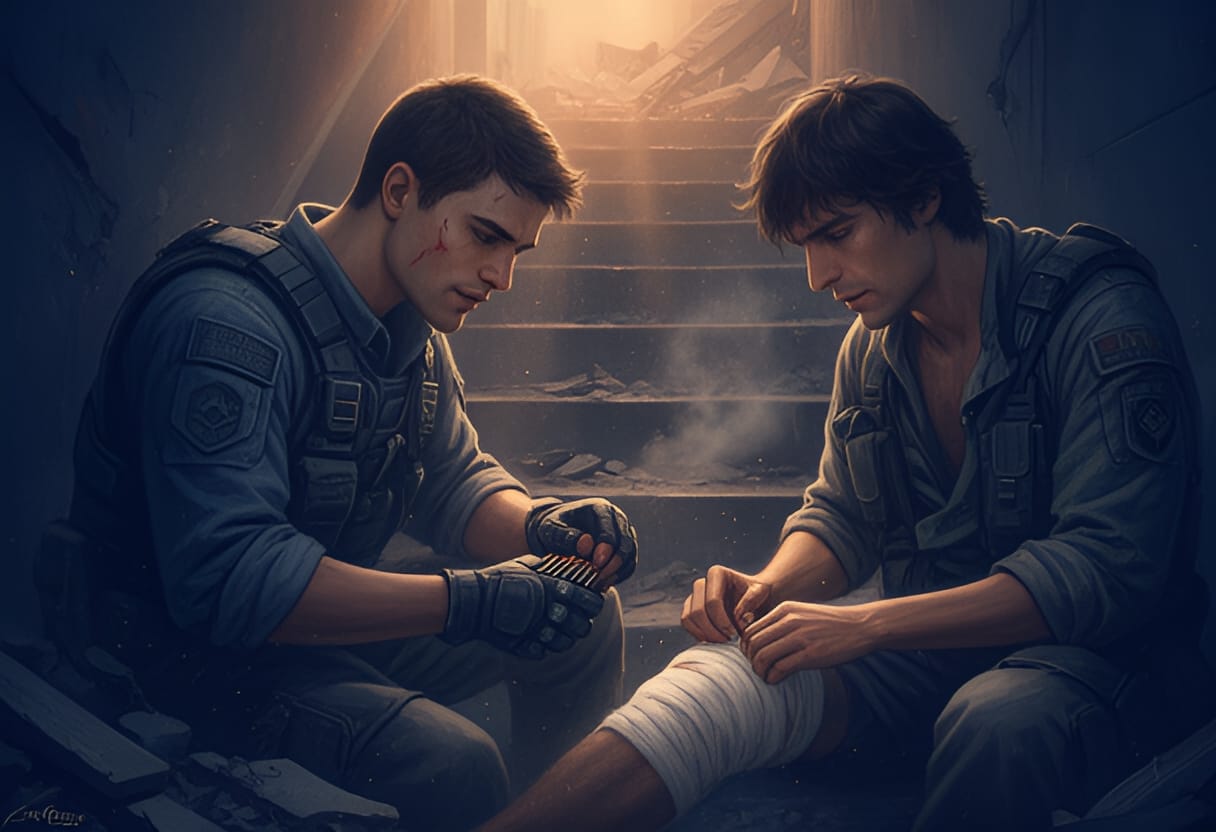 A silent vow passes between brothers as they remember peach cobbler.