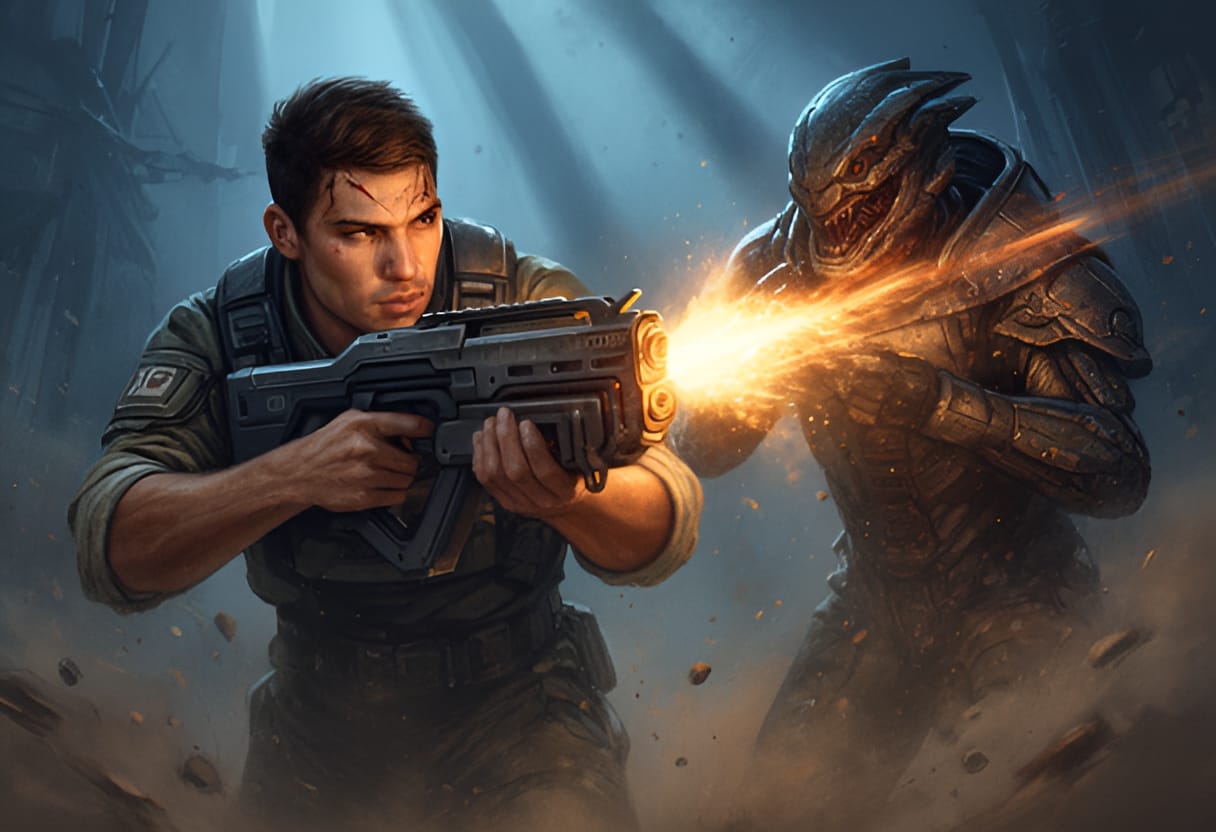 Zay stops the first sniper with a burst of fire.