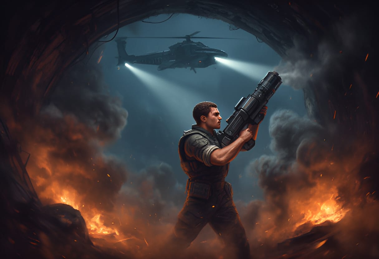 Zay readies the Boomshot to signal the rescue.